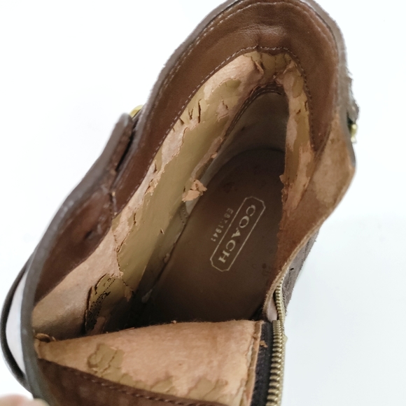Coach Page Leather and Suede Logo Embossed Ankle Boot Size 7.5 Brown - Picture 9 of 11
